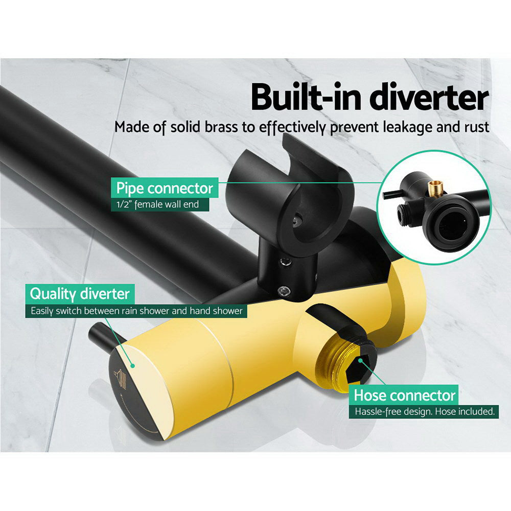 Black Handheld Round High Pressure Rain Shower Head Set With Mixer Tap