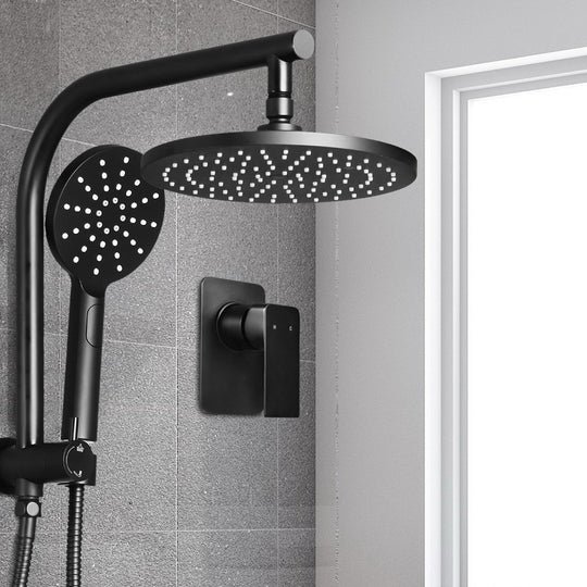 Black colour - Black Handheld Round High Pressure Rain Shower Head Set With Mixer Tap
