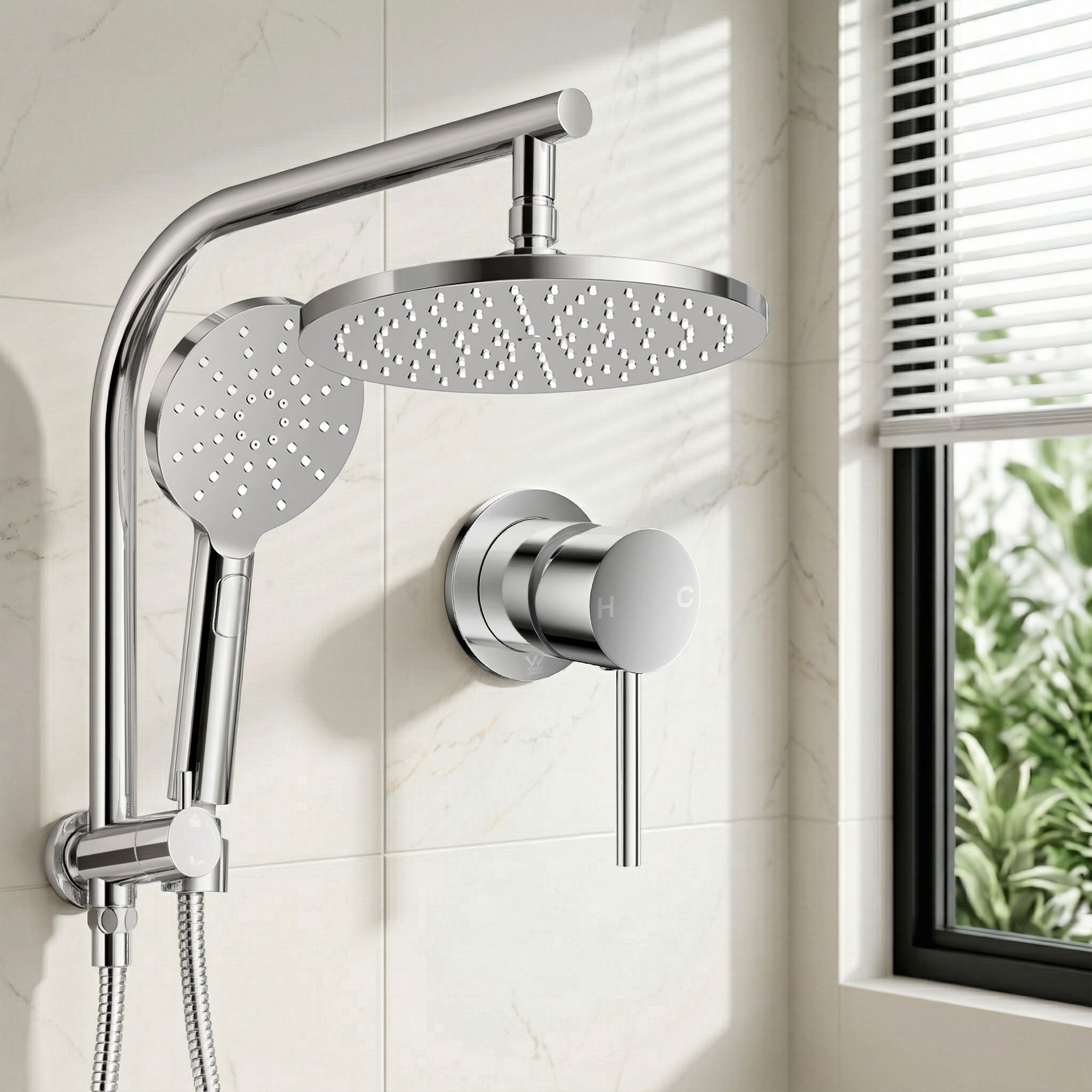 9 Inch Rain Shower Head Set Handheld Chrome | Simpledeals