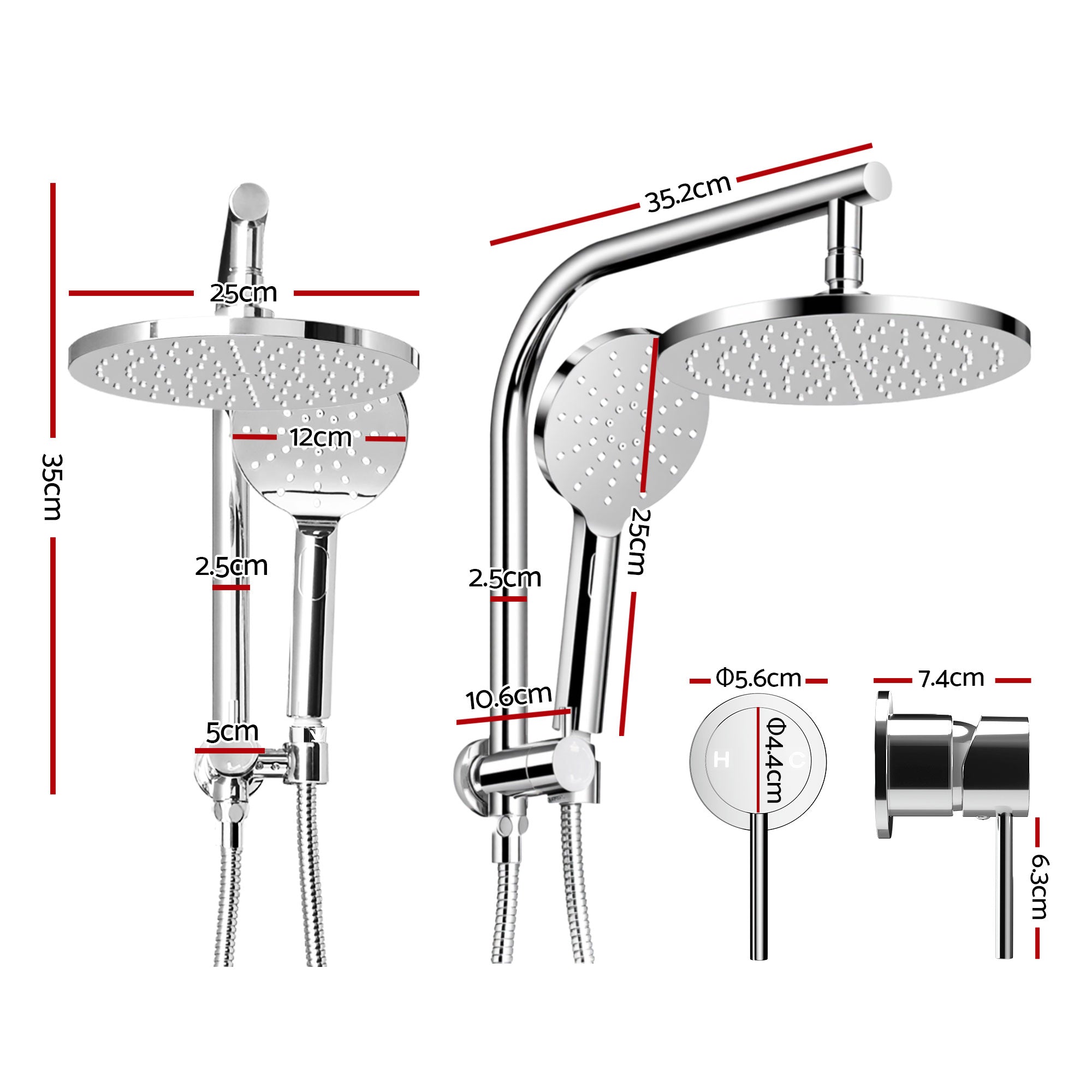 9 Inch Rain Shower Head Set Handheld Chrome | Simpledeals