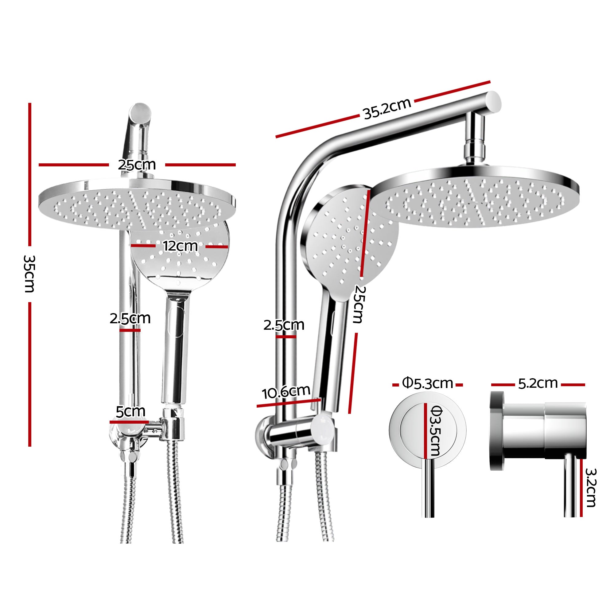 9 Inch Rain Shower Head Set Handheld Chrome | Simpledeals