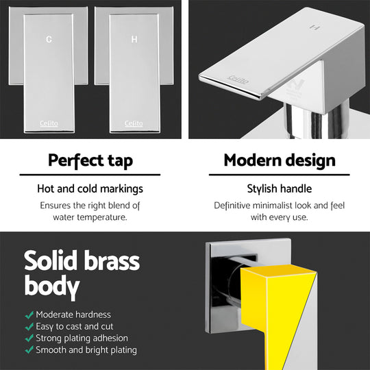 Shower Twins Tap Wall Bath Taps Brass Hot Cold Basin Bathroom Chrome - Mixer Head