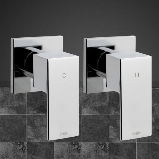 Shower Twins Tap Wall Bath Taps Brass Hot Cold Basin Bathroom Chrome | Shower Accessories