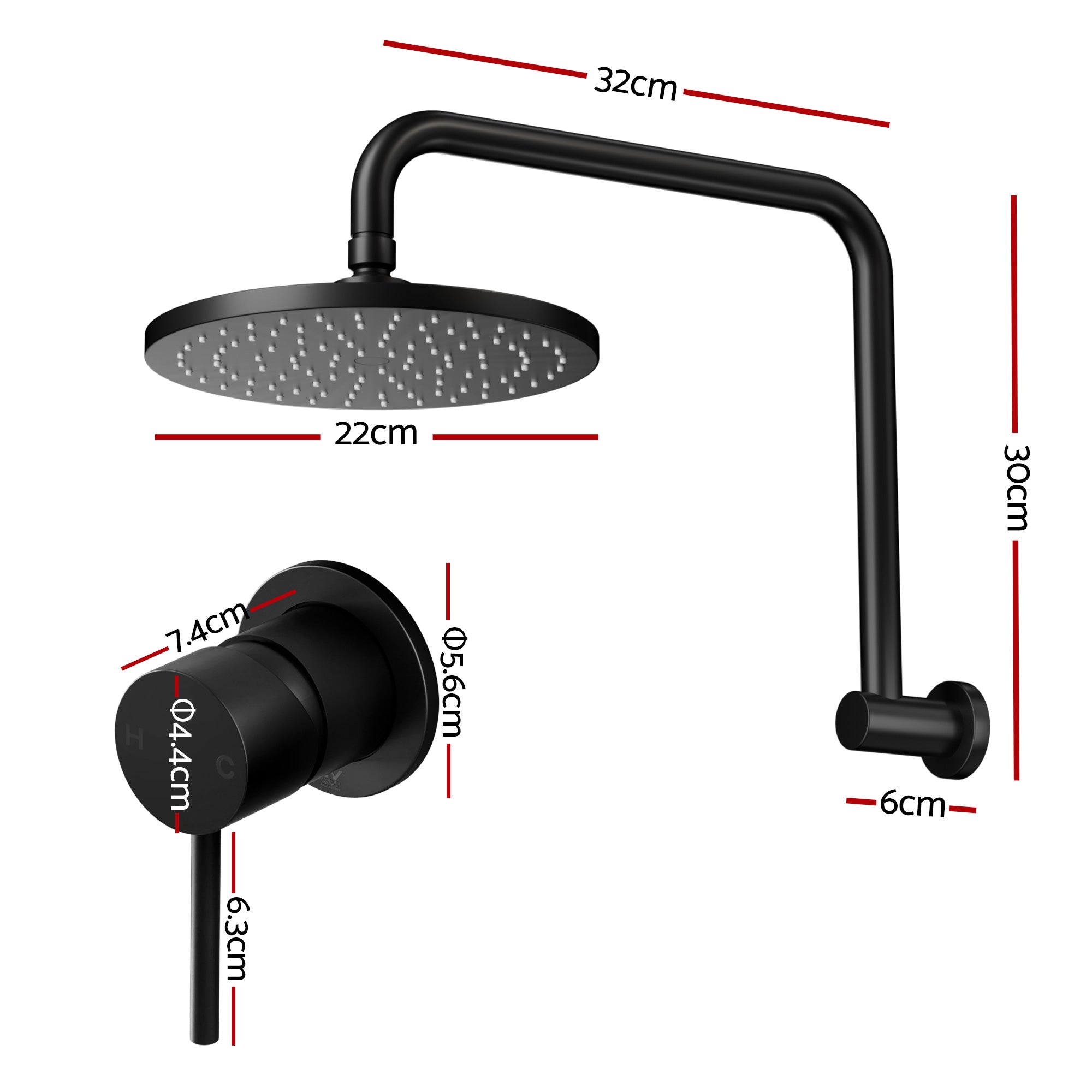 9 Inch Rain Shower Head Wall Mixer Combo | Simpledeals
