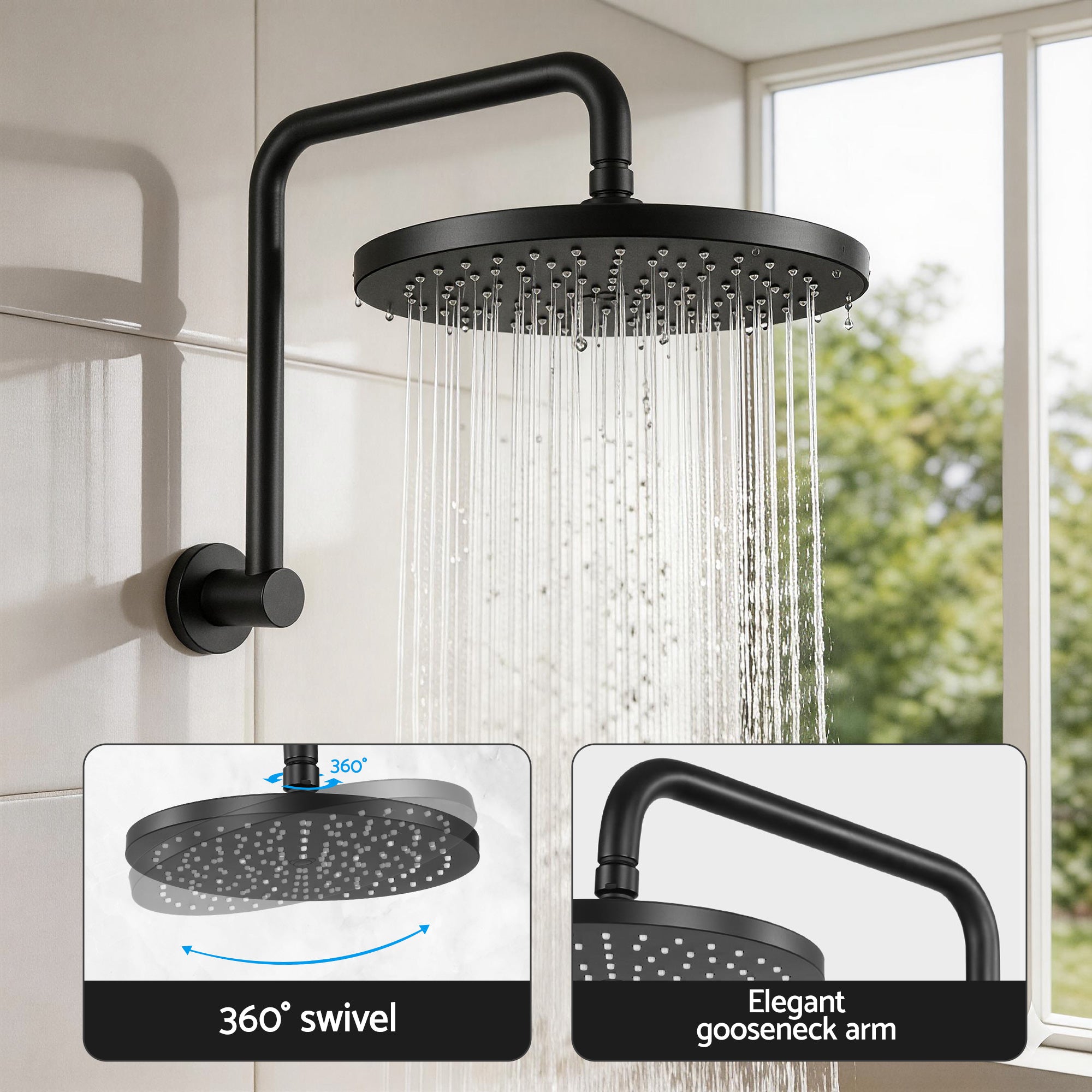 9 Inch Rain Shower Head Wall Mixer Combo | Simpledeals