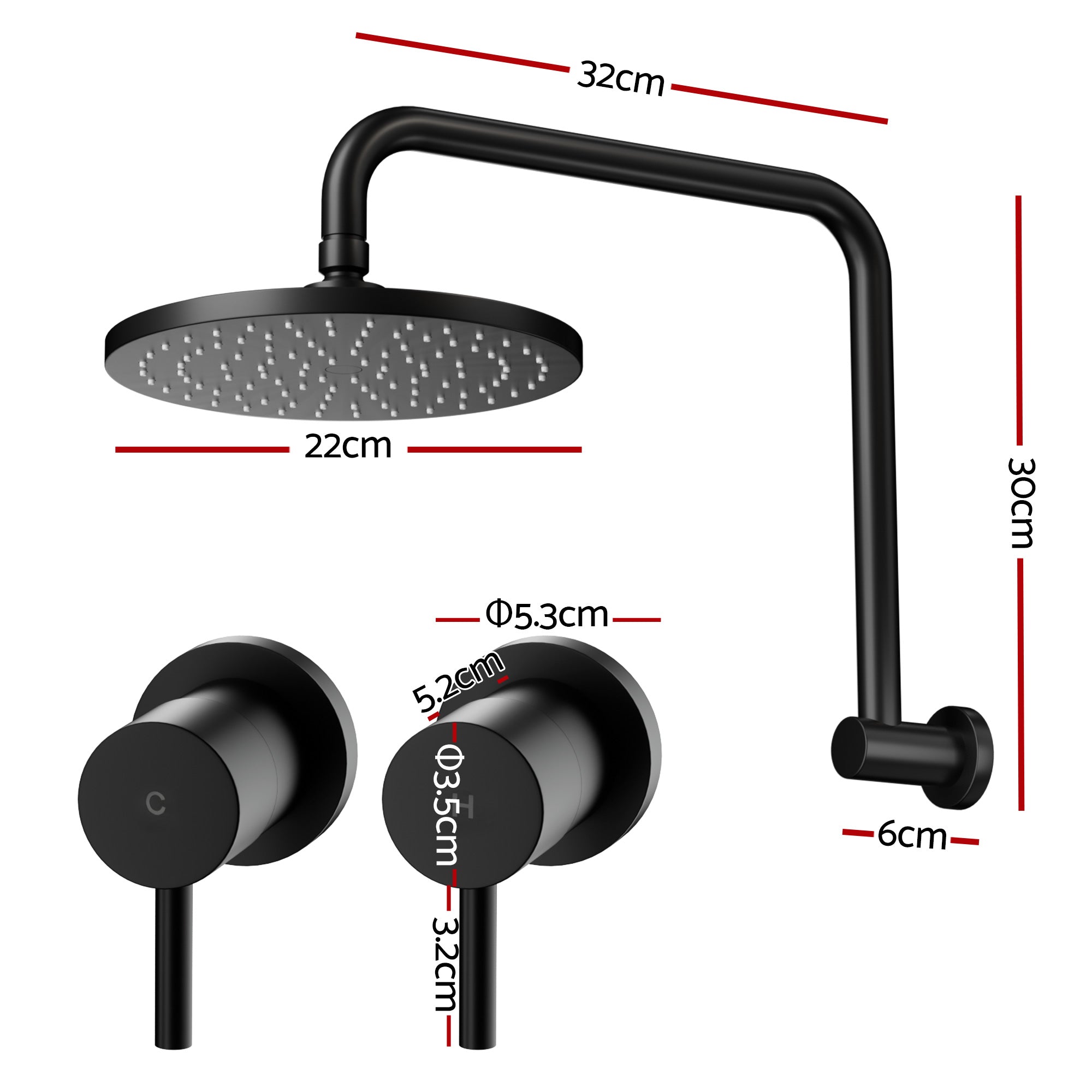 9 Inch Rain Shower Head Wall Tap Set | Simpledeals