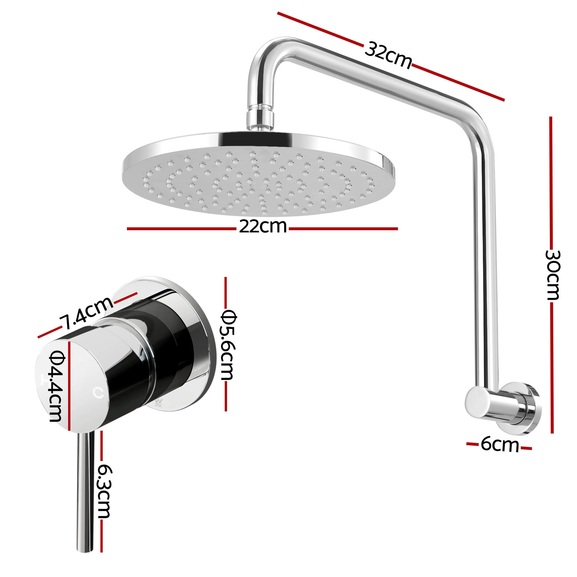 9 Inch Rain Shower Head Wall Mixer Combo | Simpledeals