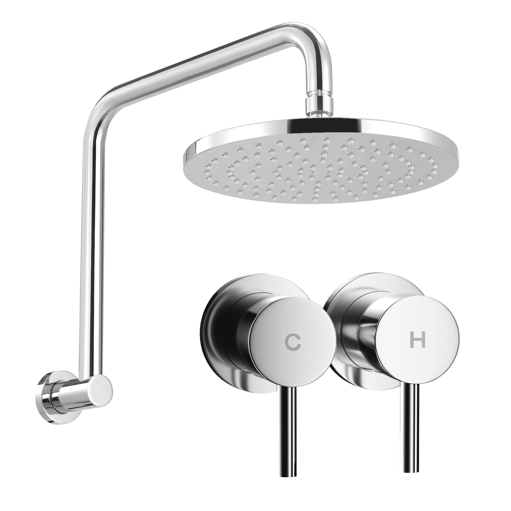 9 Inch Rain Shower Head Wall Tap Set Silver | Simpledeals
