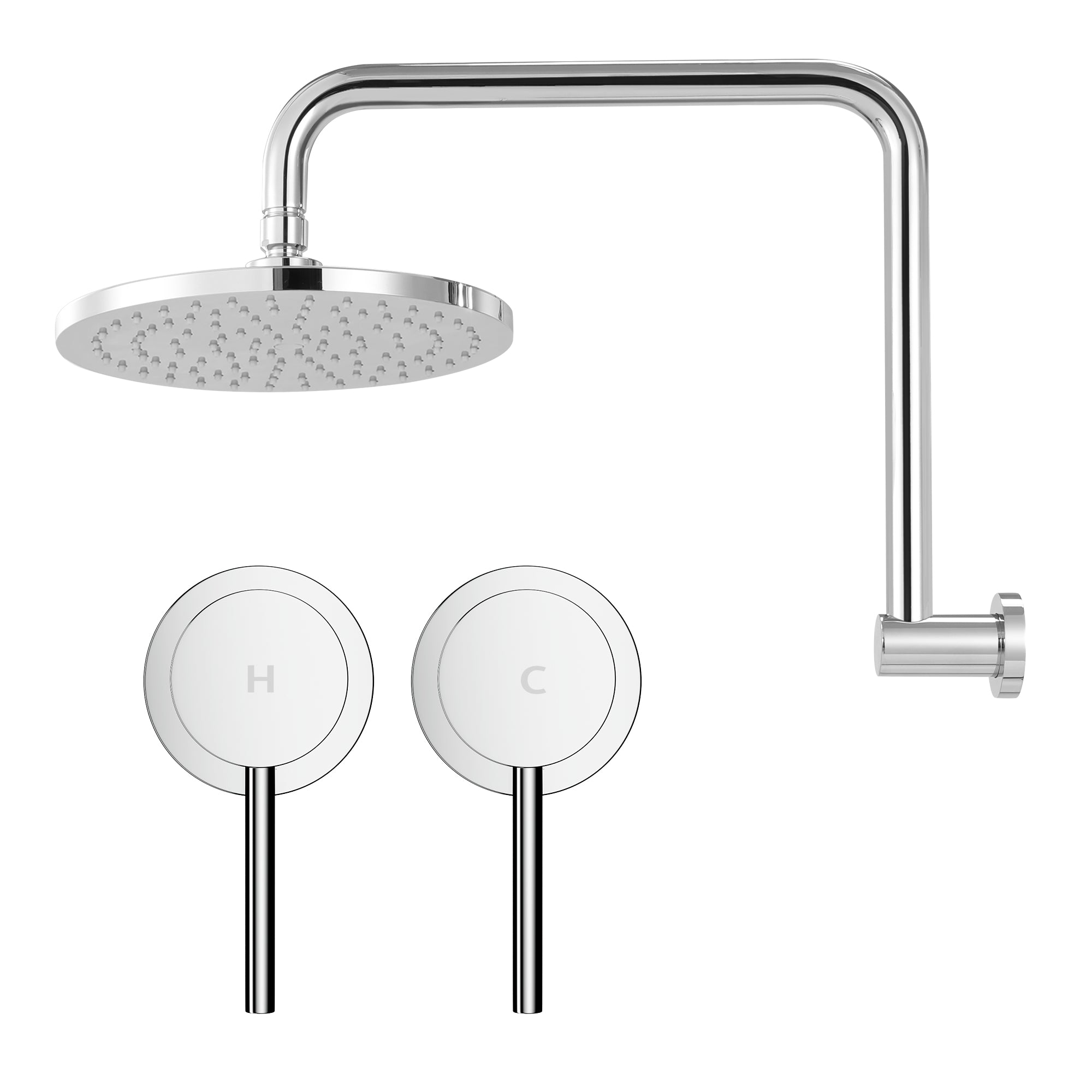 9 Inch Rain Shower Head Wall Tap Set Silver | Simpledeals