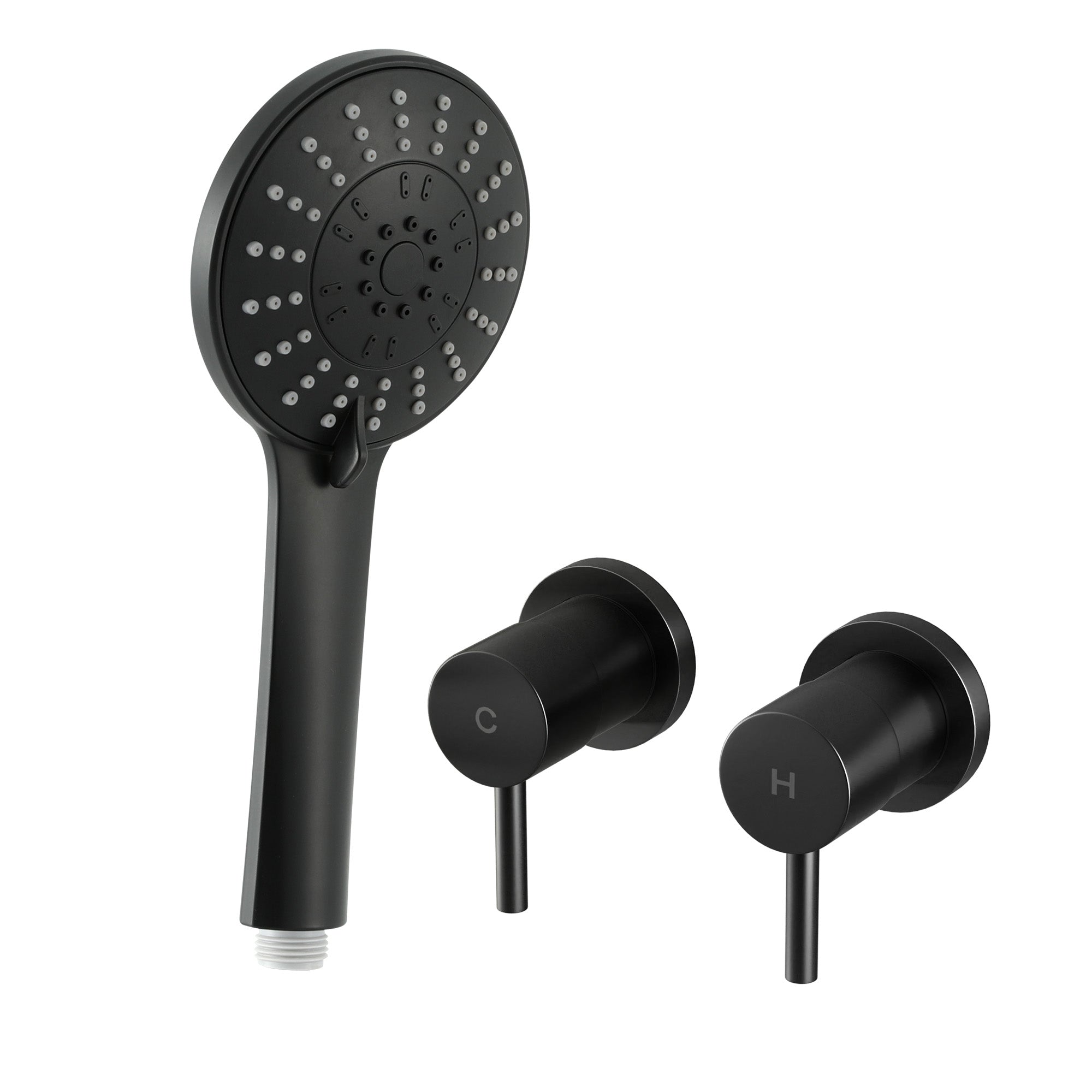 Handheld Shower Head 4.5" Round 5 Spray Matte Black | Simpledeals