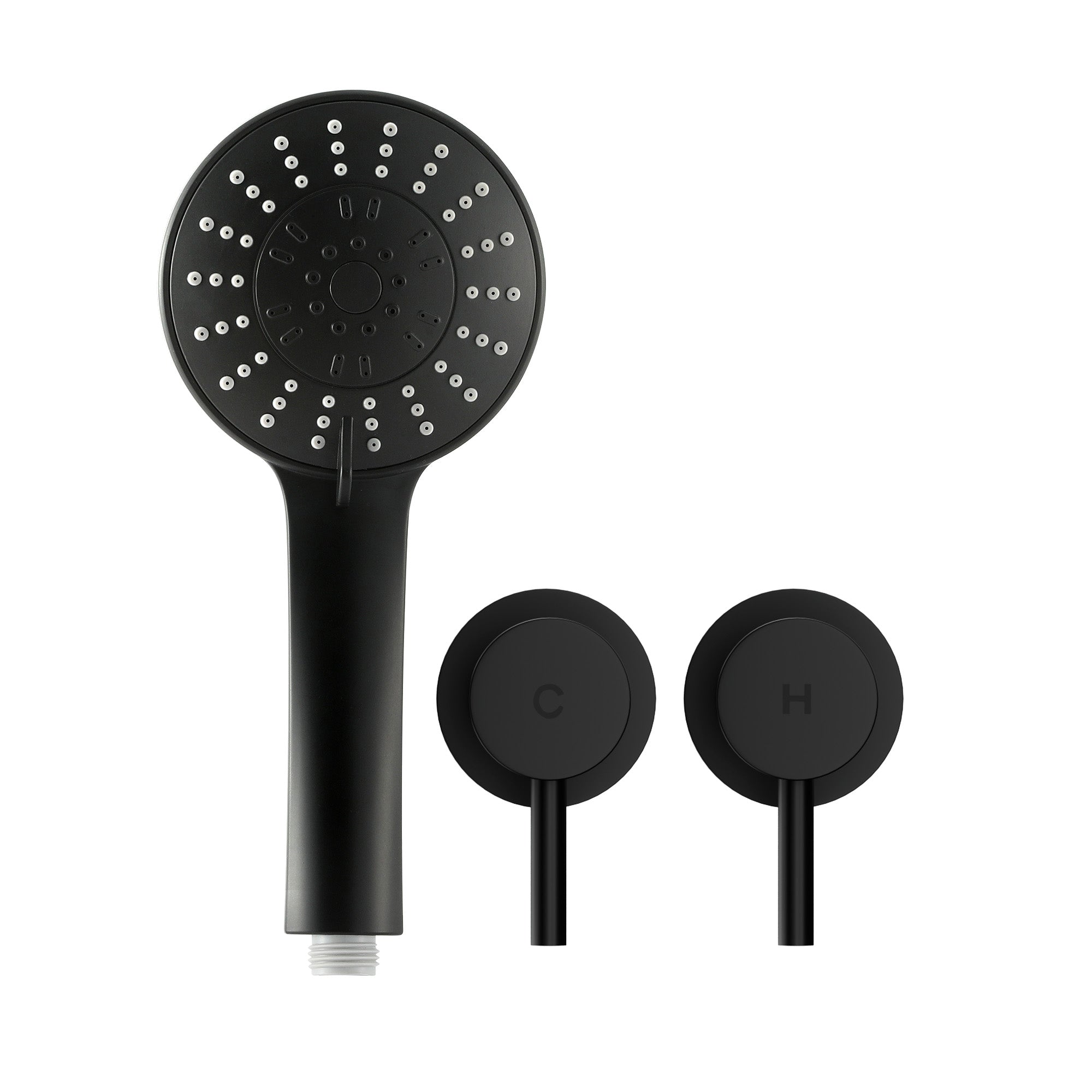Handheld Shower Head 4.5" Round 5 Spray Matte Black | Simpledeals