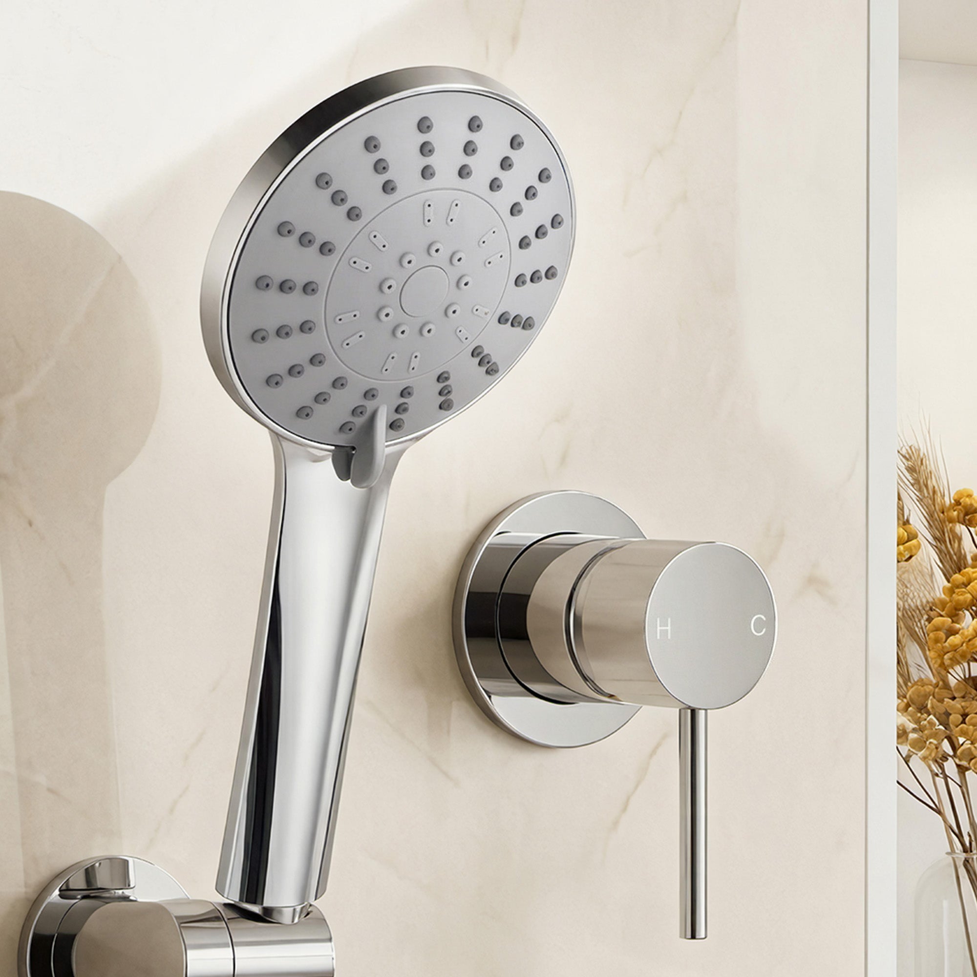 Handheld Shower Head 4.5" Round 5 Spray Modes | Simpledeals