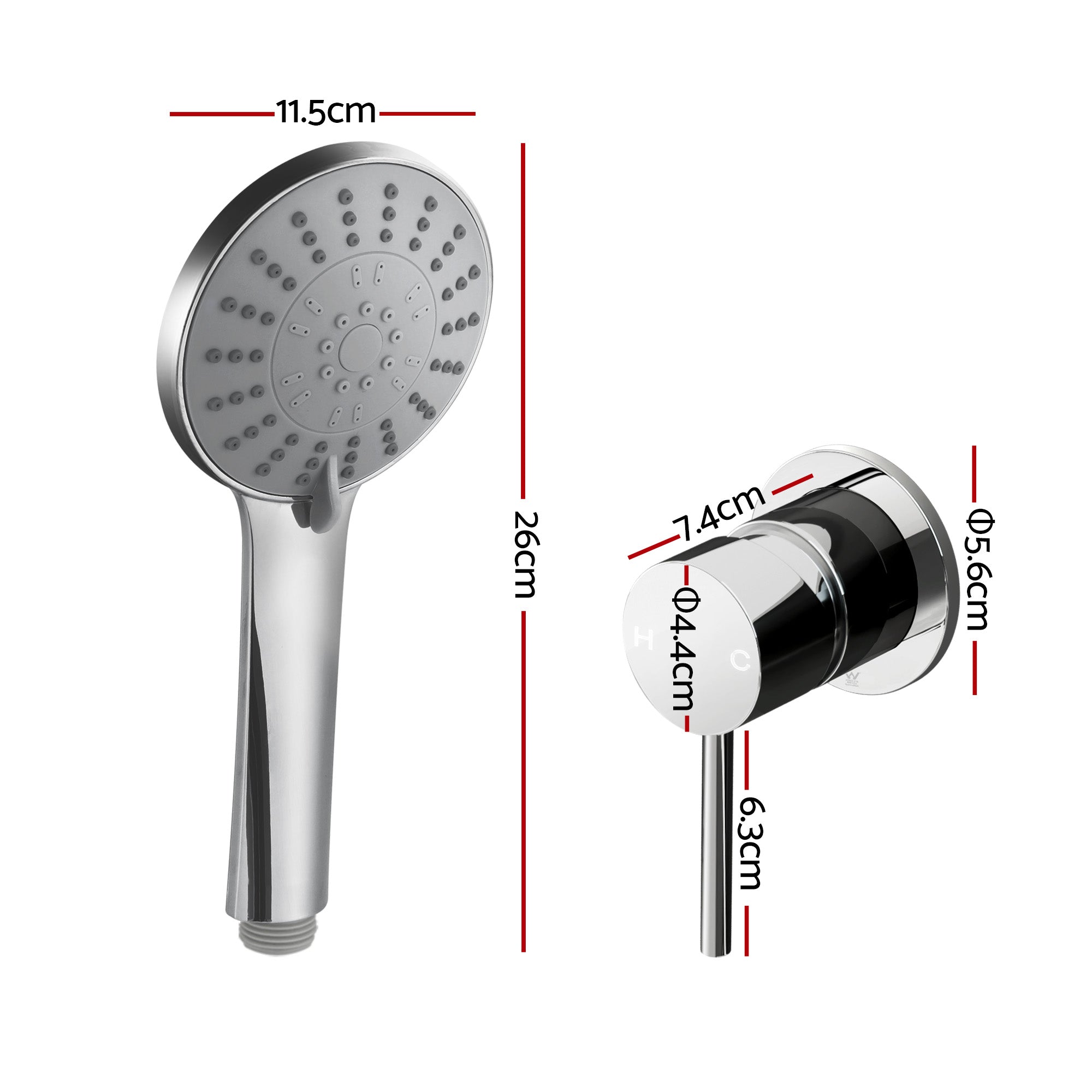 Handheld Shower Head 4.5" Round 5 Spray Modes | Simpledeals