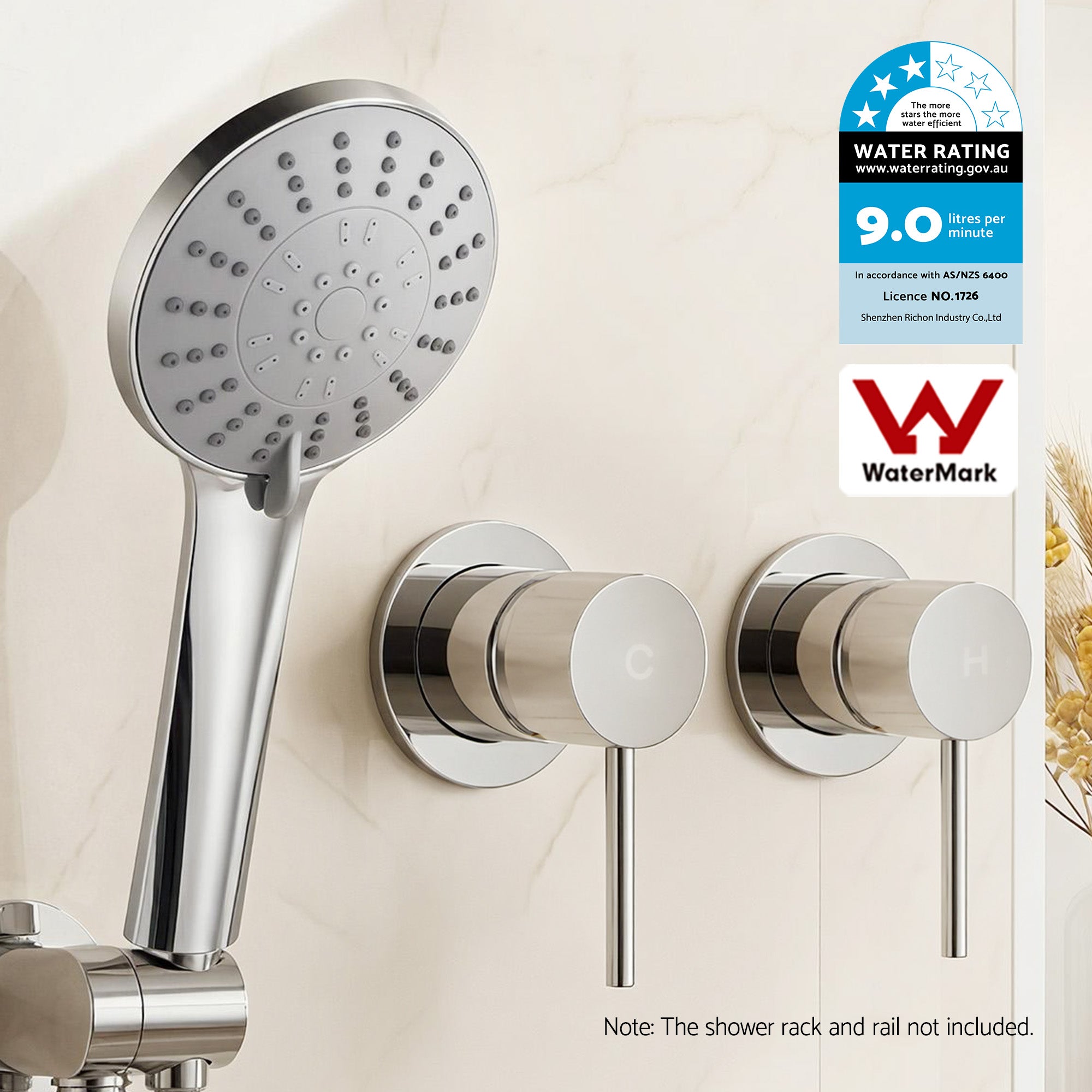Handheld Shower Head Round 4.5 Inch 5 Mode Silver | Simpledeals