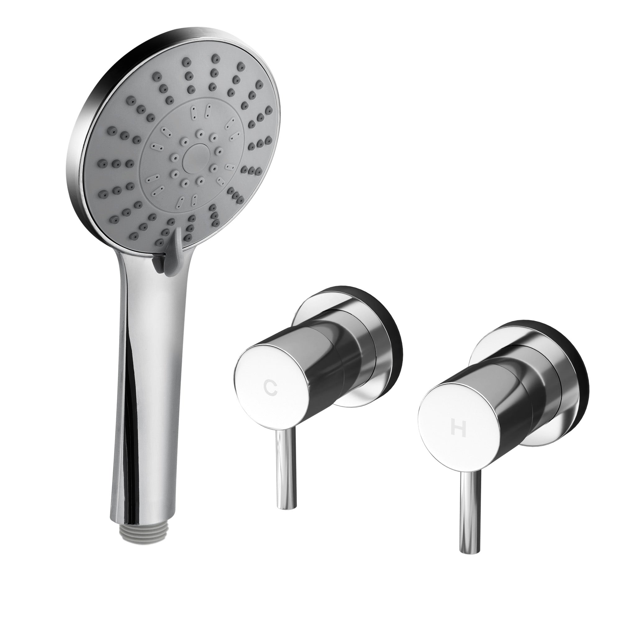 Handheld Shower Head Round 4.5 Inch 5 Mode Silver | Simpledeals