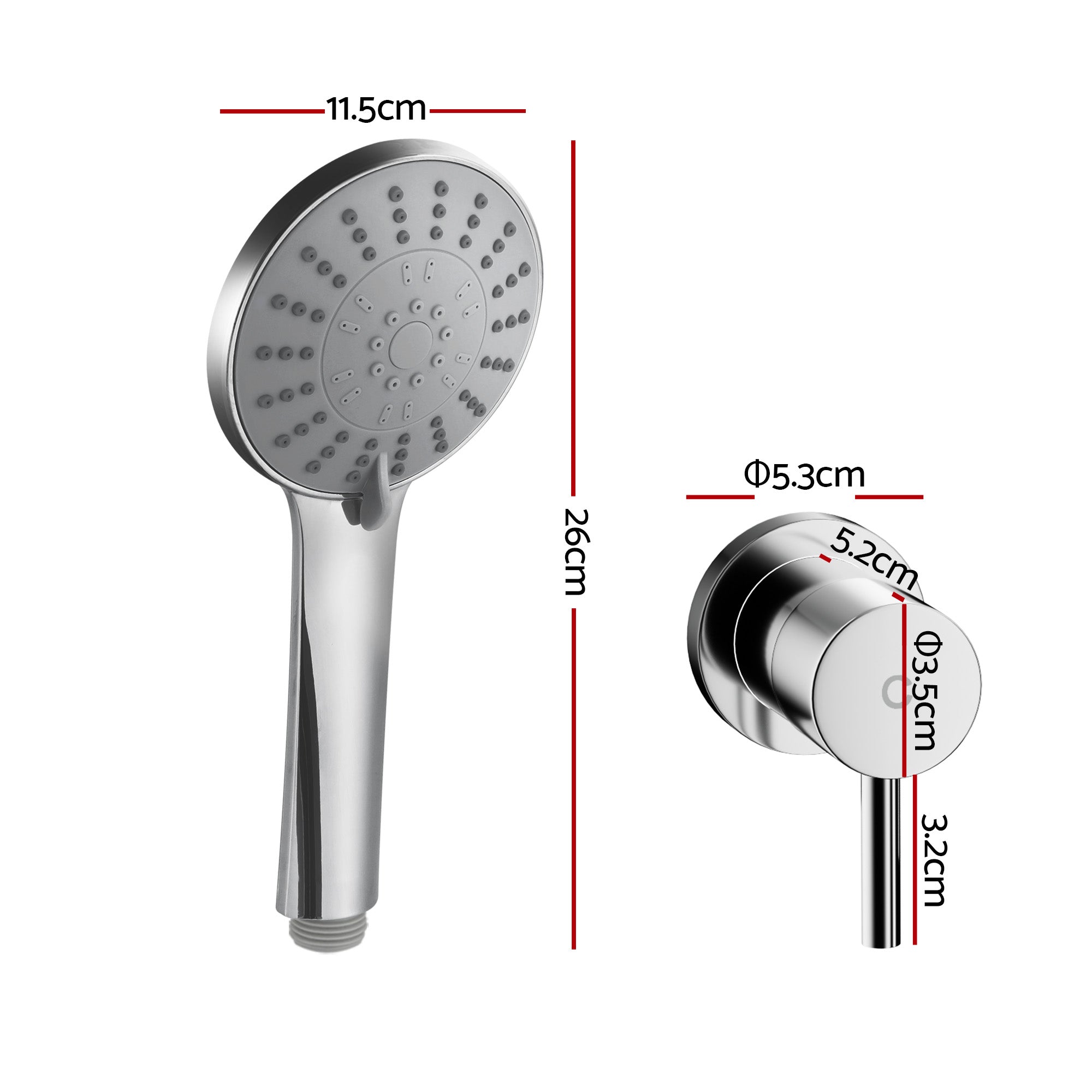 Handheld Shower Head Round 4.5 Inch 5 Mode Silver | Simpledeals