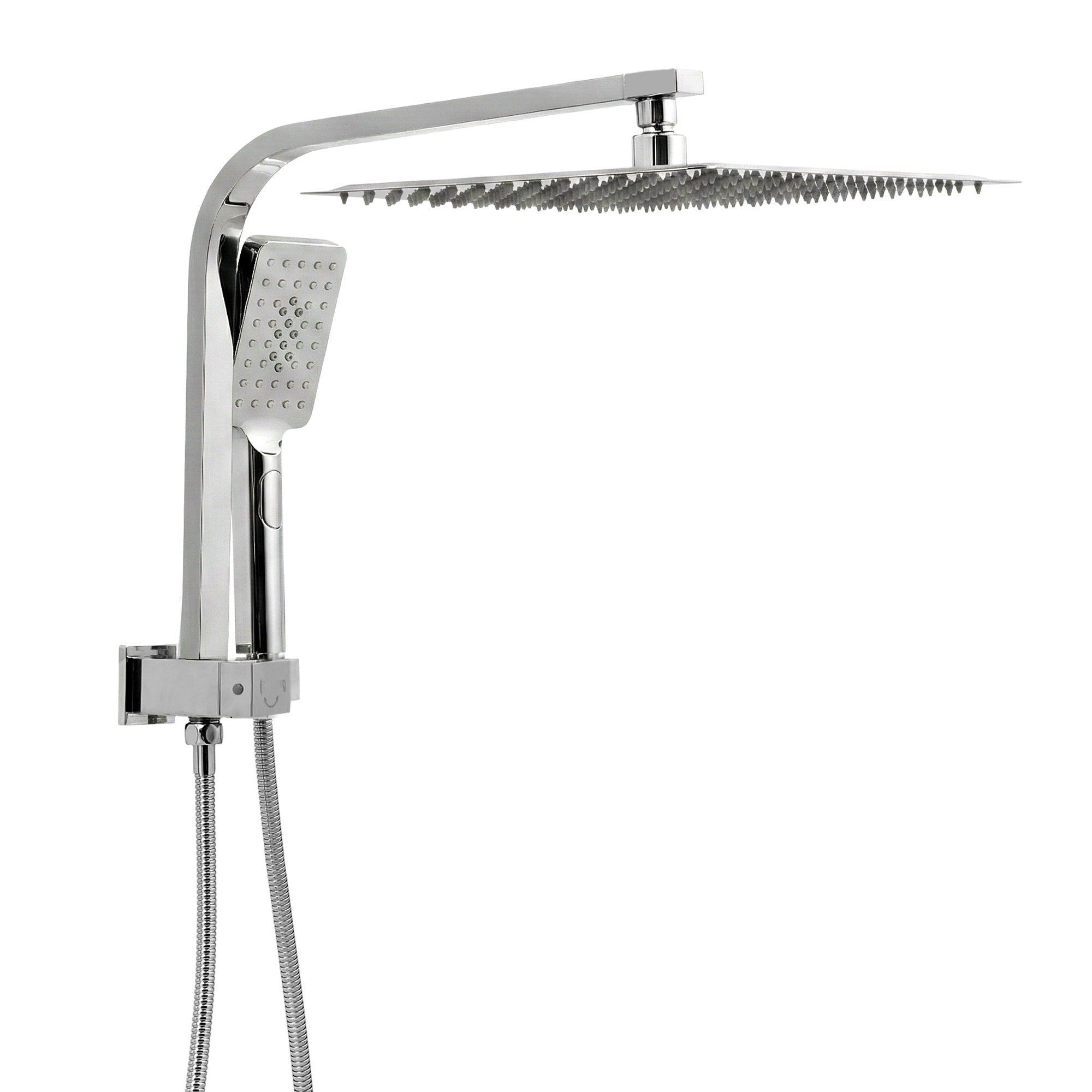 12 Inch Rain Shower Head Set with 3 Mode Handheld Brass Chrome