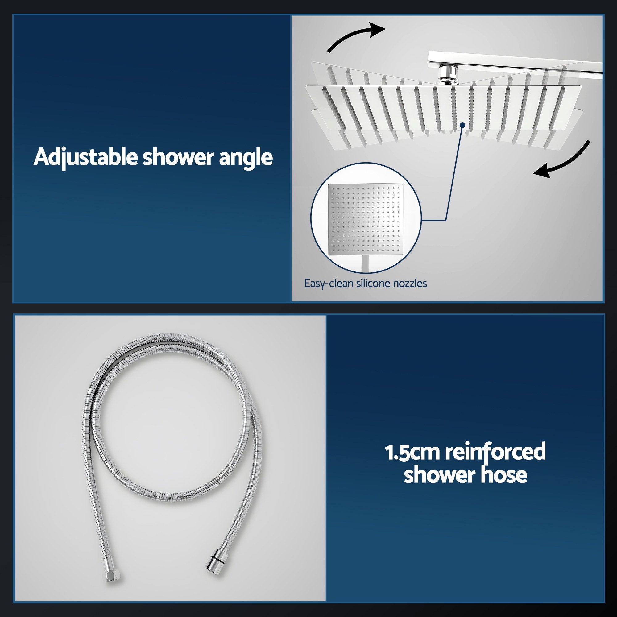 12 Inch Rain Shower Head Set with 3 Mode Handheld Brass Chrome