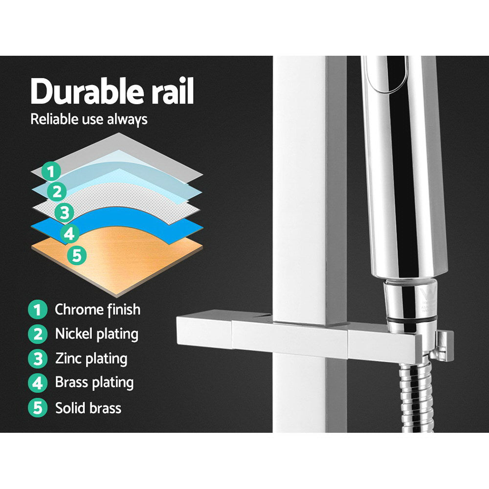 10'' Rain Shower Head Set Handheld Square High Pressure Mixer Tap Chrome