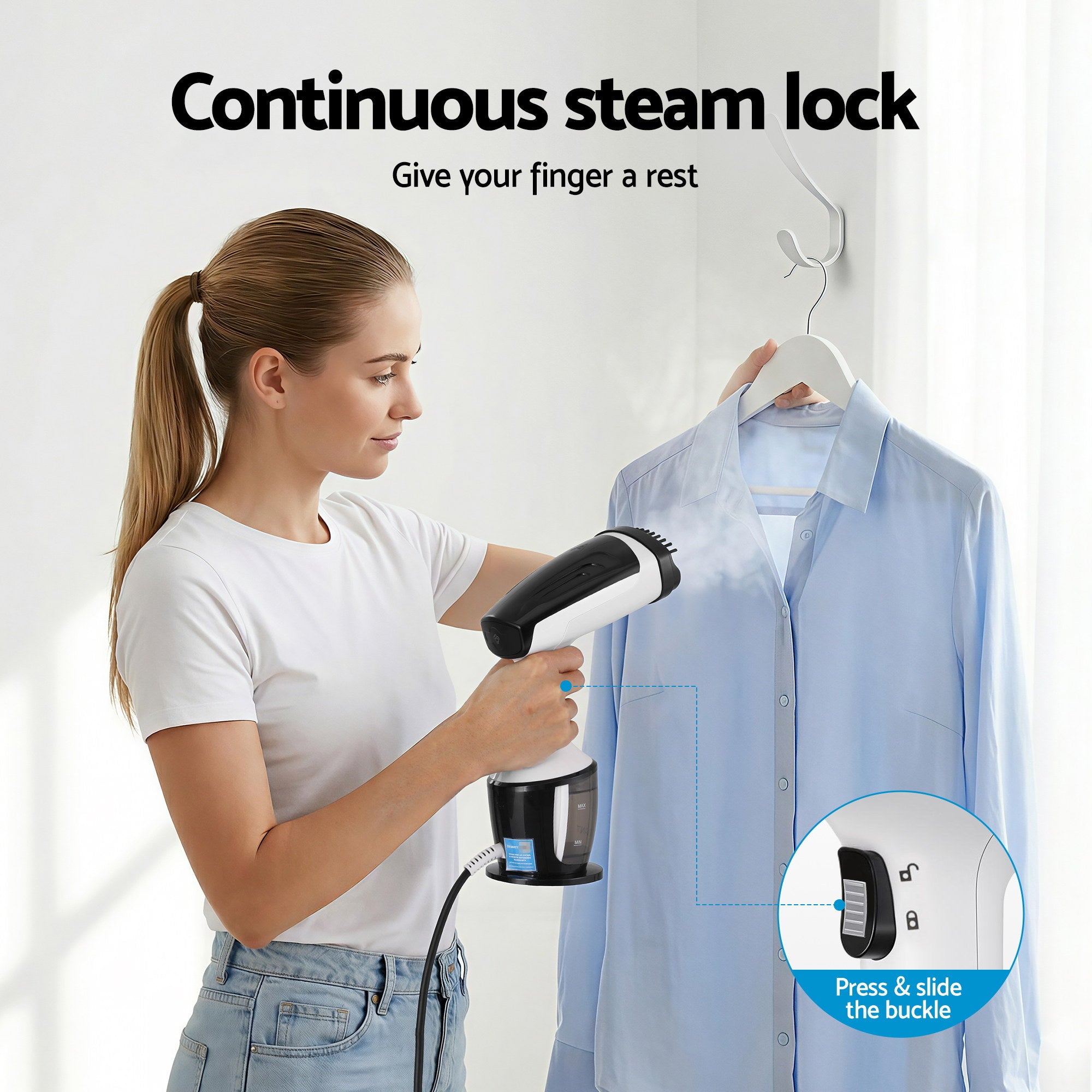 Devanti Handheld Clothes Steamer 1500W | Simpledeals
