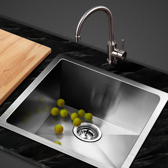 Silver colour - Kitchen Sink 44X44Cm Stainless Steel Basin Single Bowl Laundry Silver