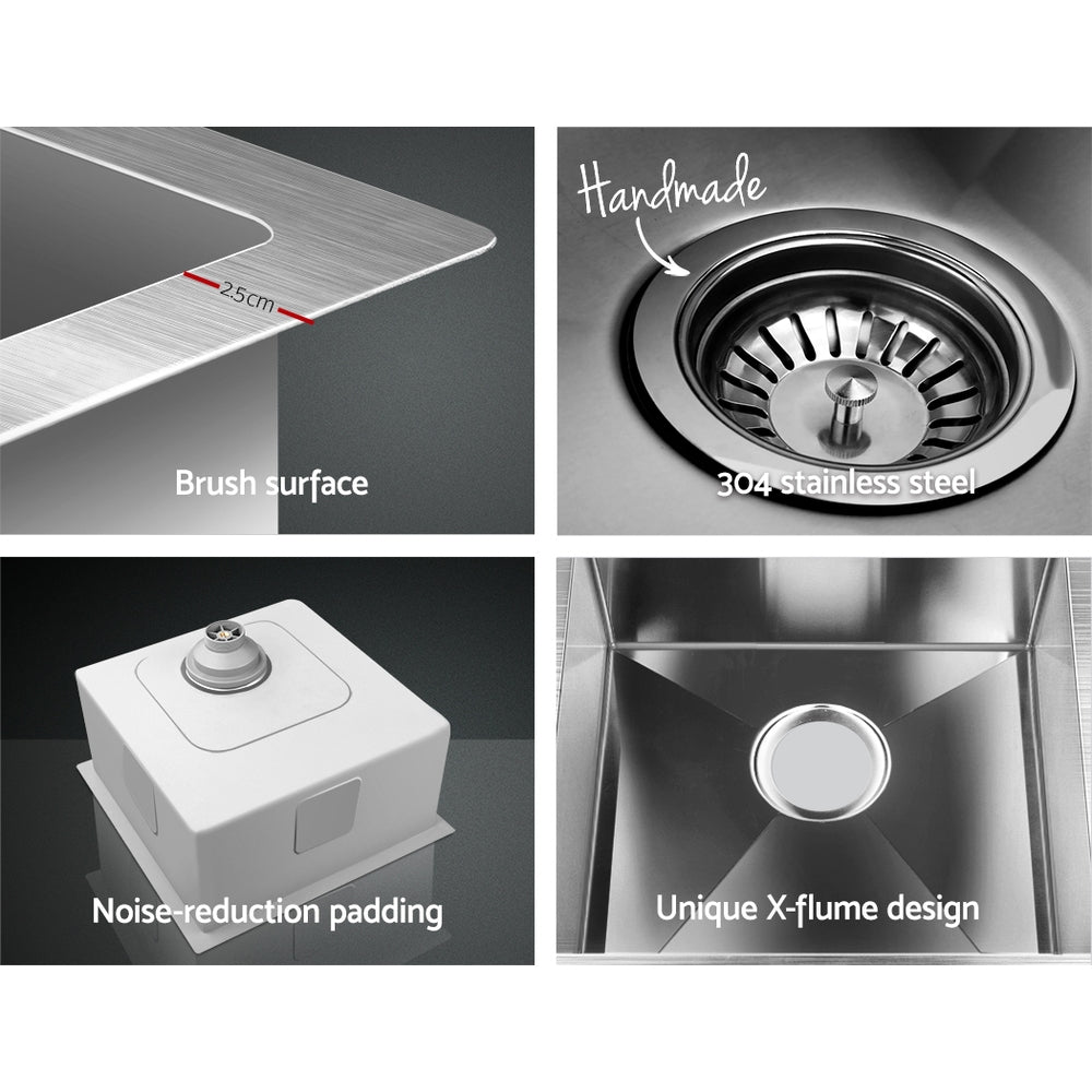Kitchen Sink 51x45cm Stainless Steel Single Bowl Basin Silver Handmade 304
