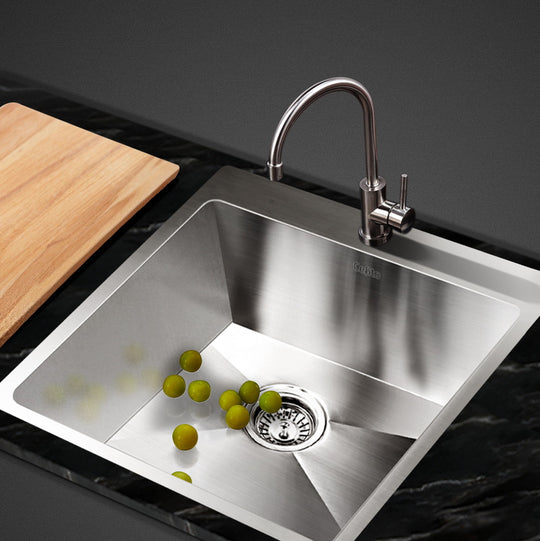 Silver colour - Kitchen Sink 53X50Cm Stainless Steel Basin Single Bowl Laundry Silver