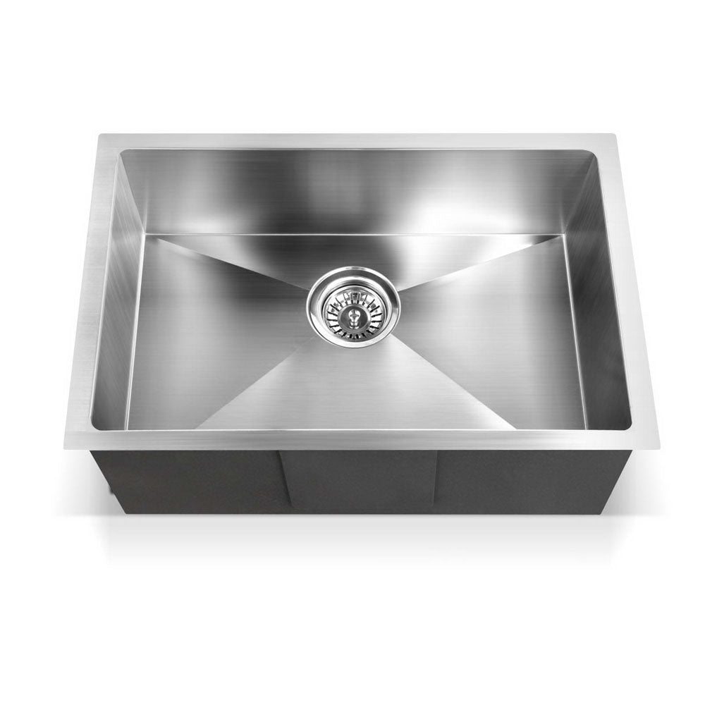60x45cm Kitchen Sink Stainless Steel Single Bowl Basin Laundry Silver