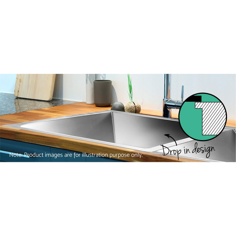 Kitchen Sink 71X45Cm Stainless Steel Basin Double Bowl Laundry Silver