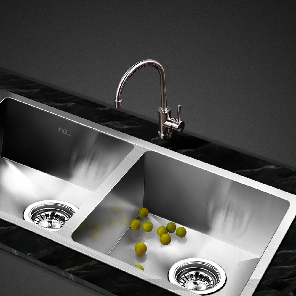 Stainless Steel Kitchen Sink 77x45cm Double Basin