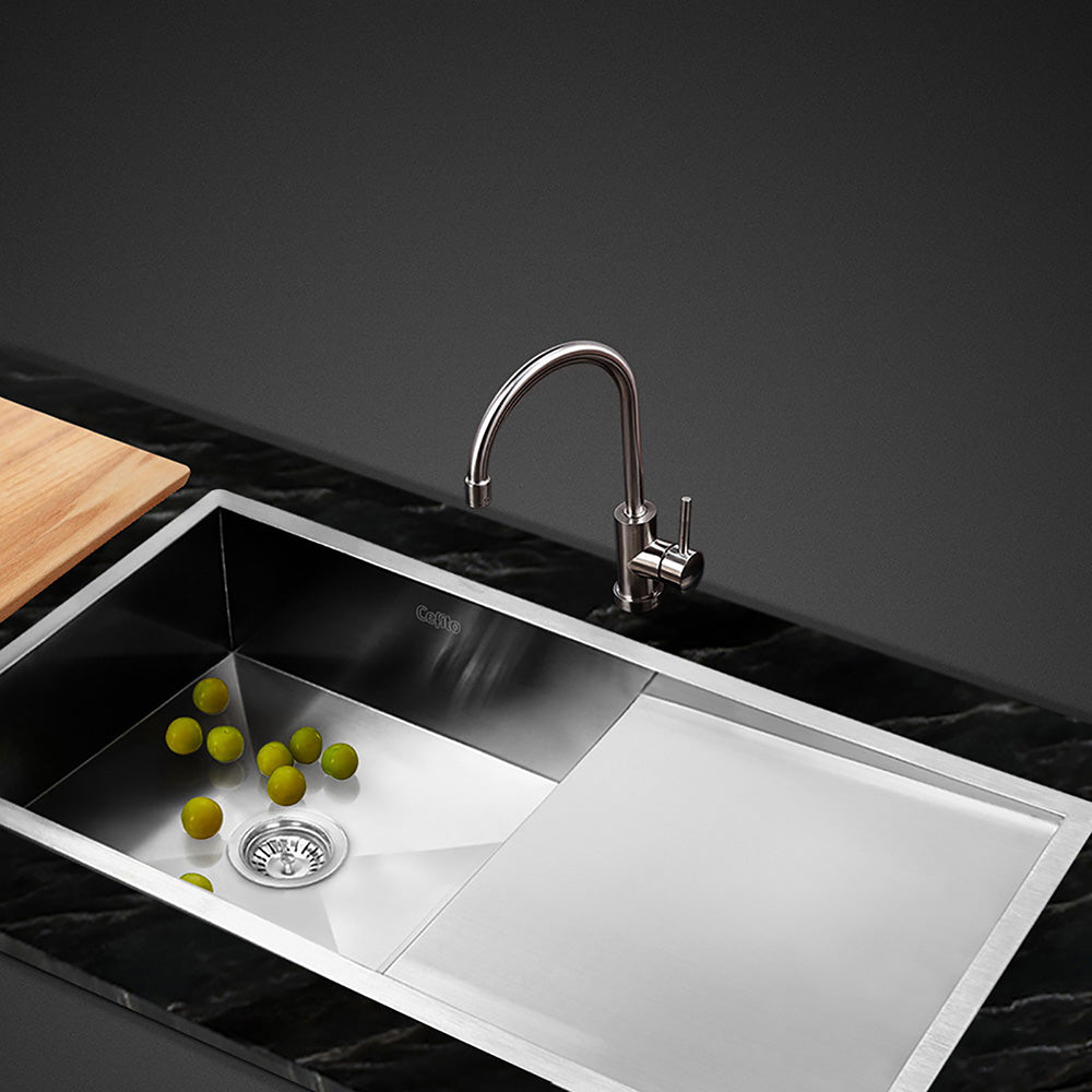 Kitchen Sink 96X45Cm Stainless Steel Basin Single Bowl Laundry Silver