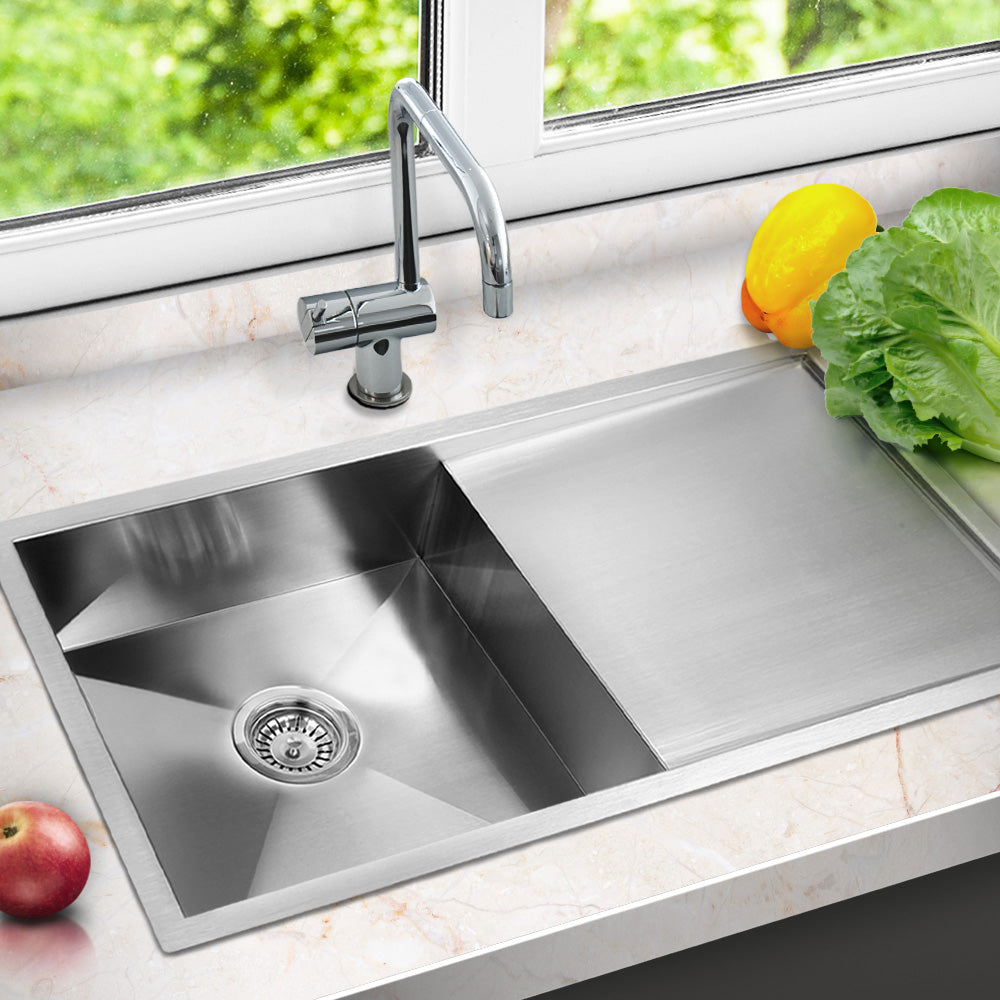Kitchen Sink 96X45Cm Stainless Steel Basin Single Bowl Laundry Silver