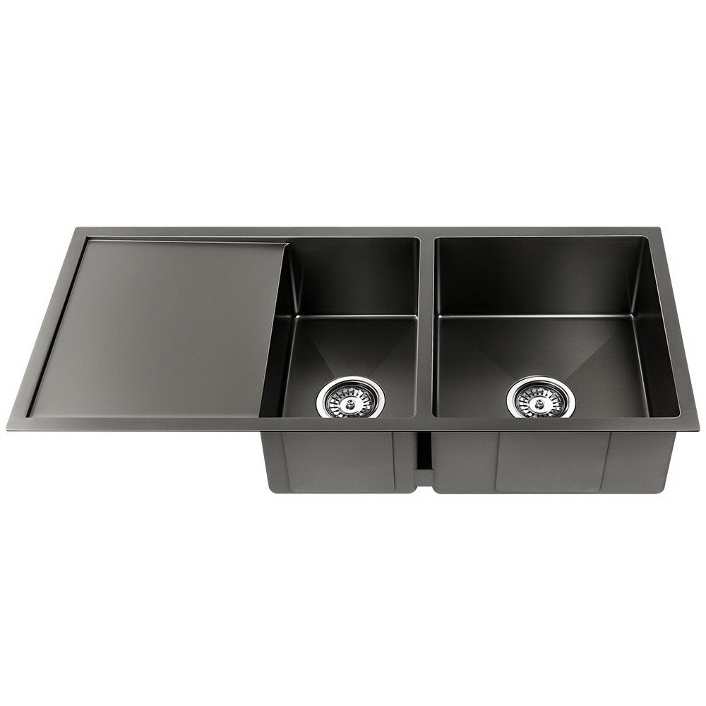 100cm x 45cm Stainless Steel Kitchen Sink Under/Top/Flush Mount Black