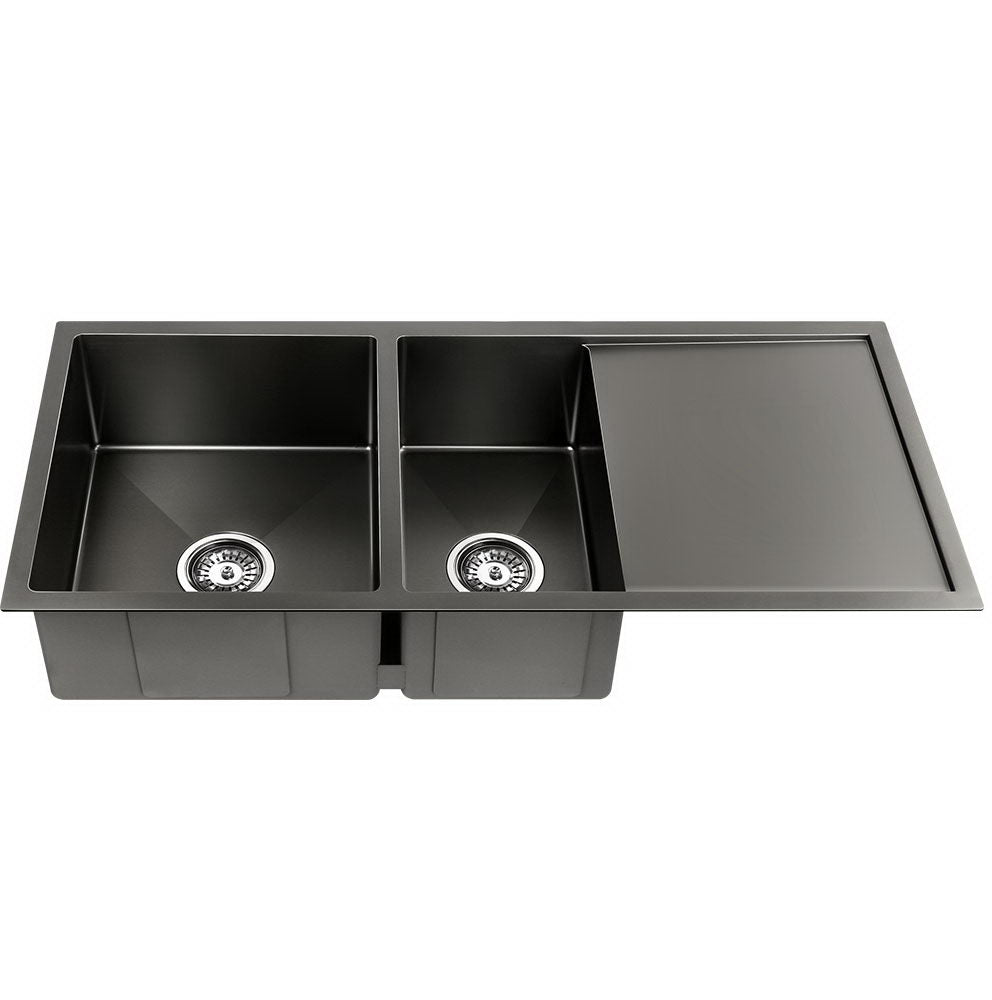 100cm x 45cm Stainless Steel Kitchen Sink Under/Top/Flush Mount Black