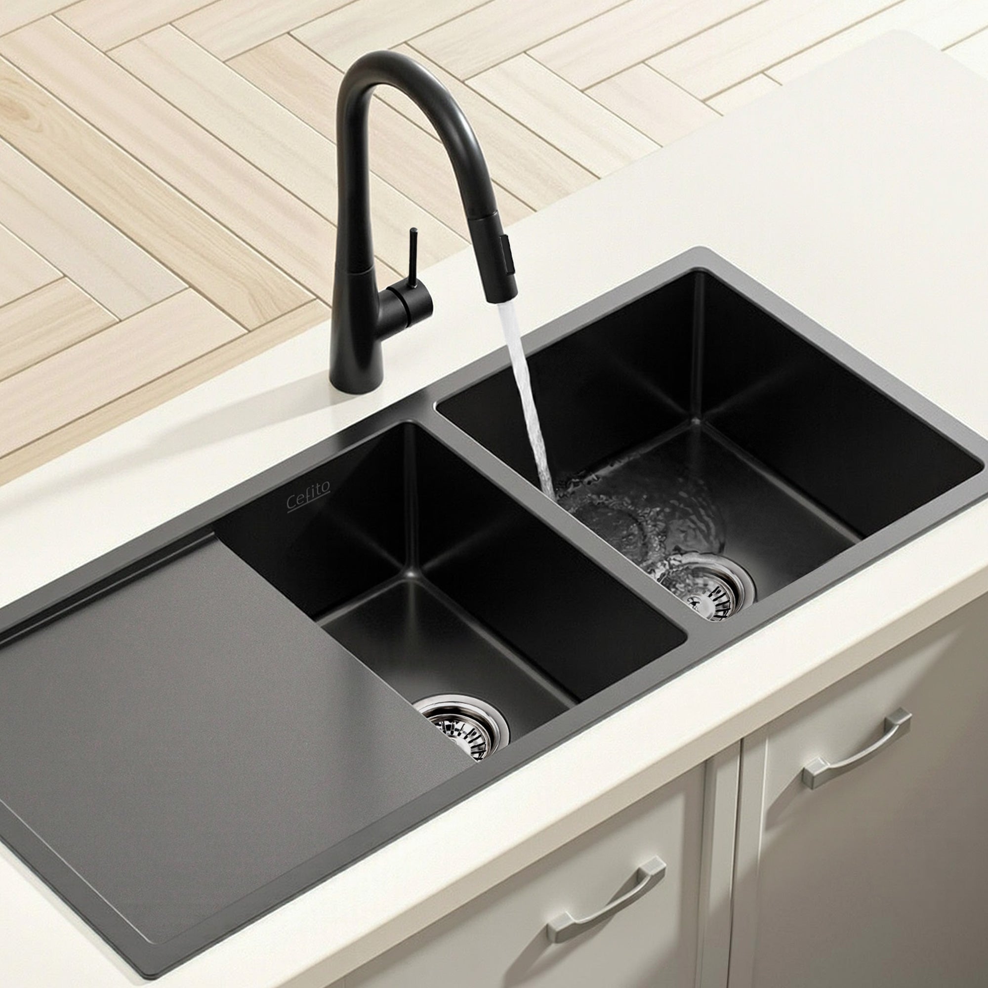 Premium 100x45cm Stainless Steel Kitchen Sink with Pull-Out Mixer Tap