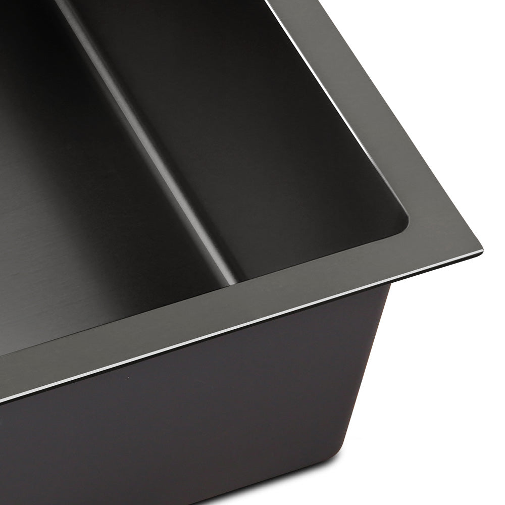 Kitchen Sink 70X45Cm Stainless Steel Basin Single Bowl Laundry Black