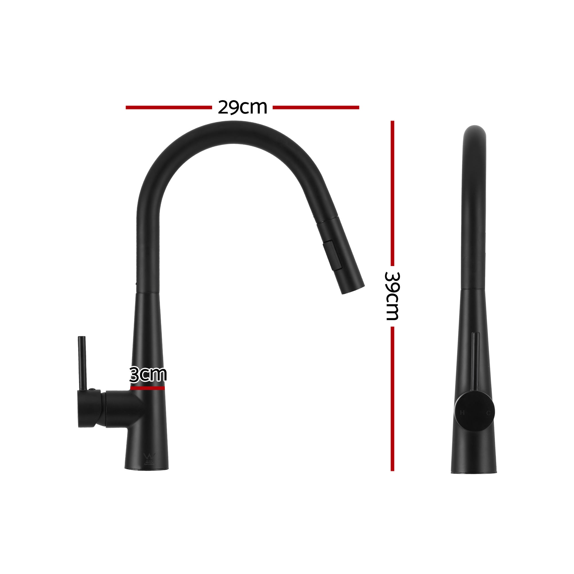 Stainless Steel Kitchen Sink 70x45cm Single Bowl Black Pull-Out Tap