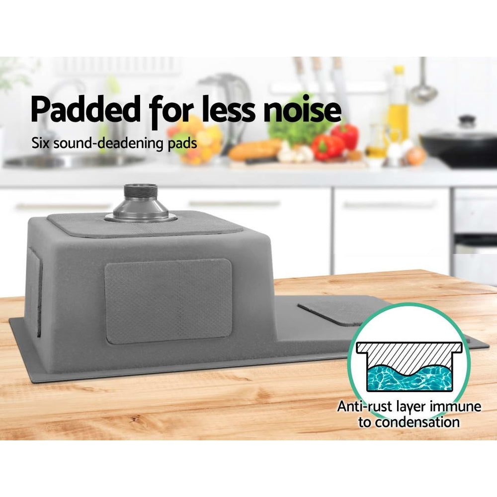 Kitchen Sink 75X45Cm Stainless Steel Basin Single Bowl Laundry Black