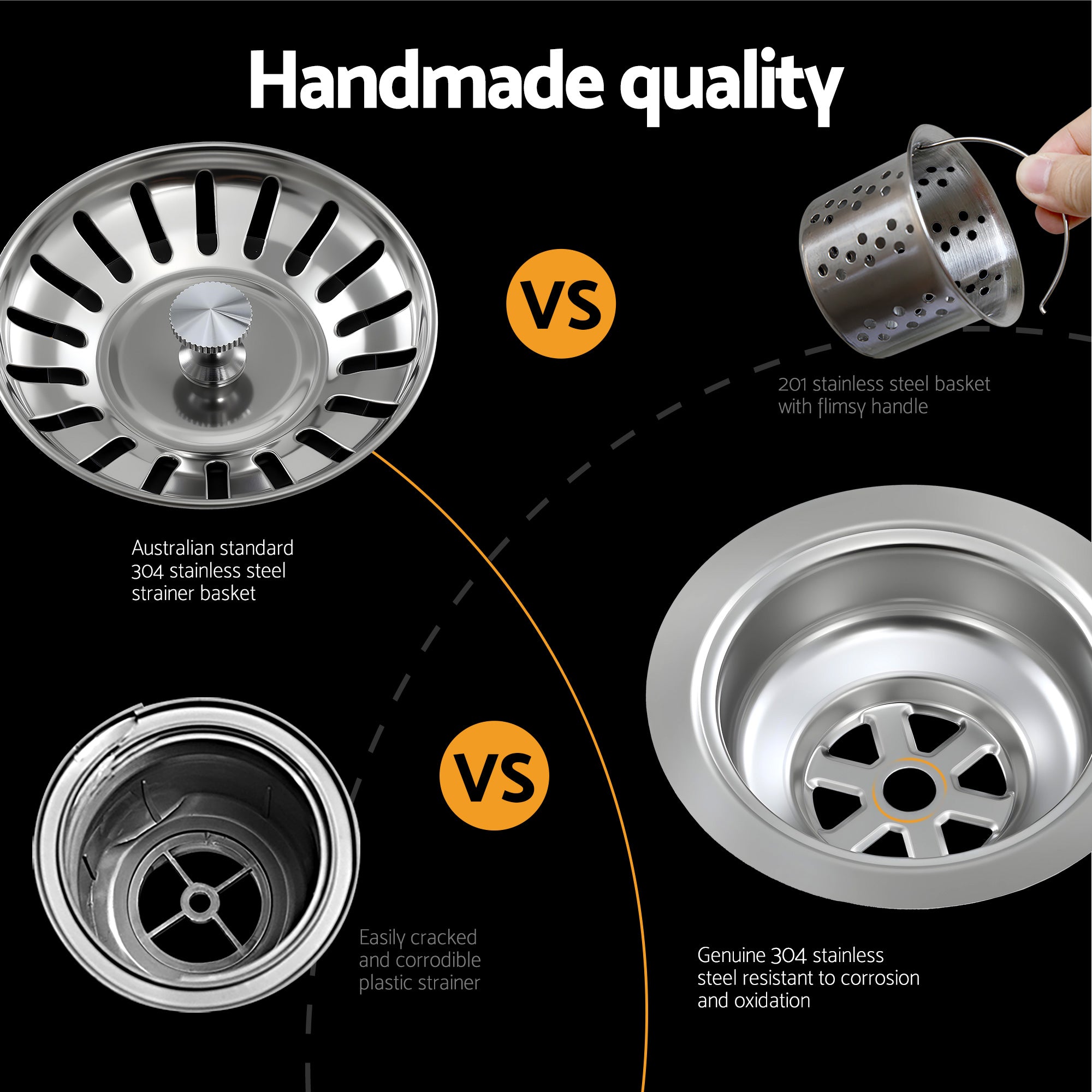 75x45cm Kitchen Sink - Stainless Steel Single Bowl