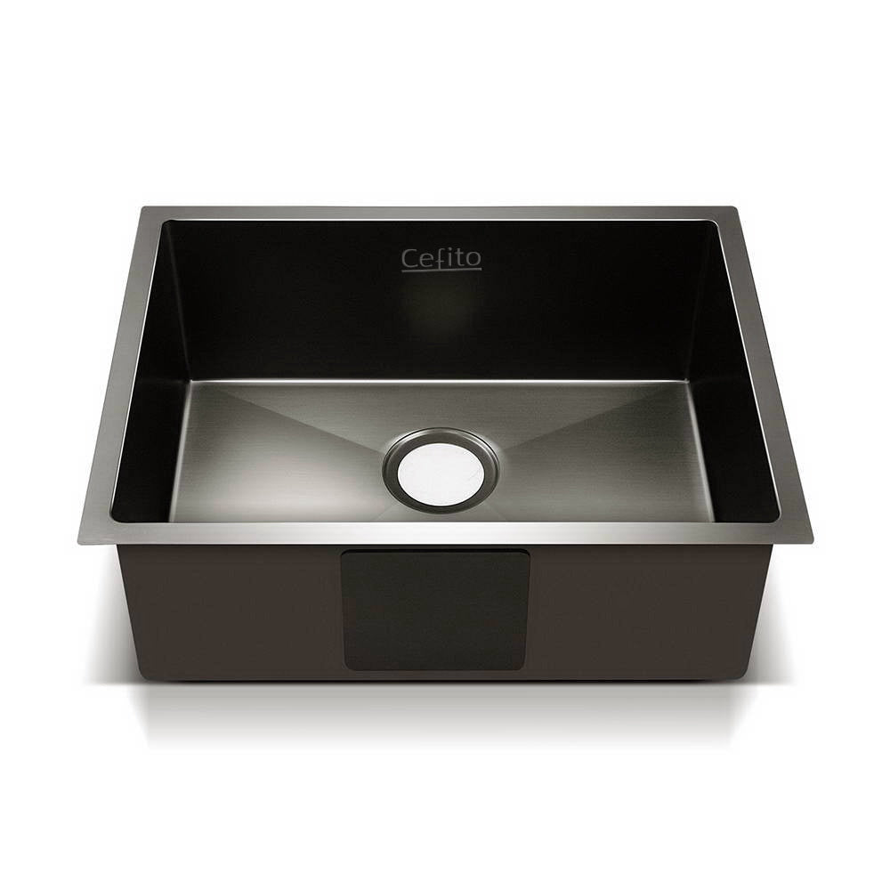 Kitchen Sink 60X45Cm Stainless Steel Basin Single Bowl Laundry Black