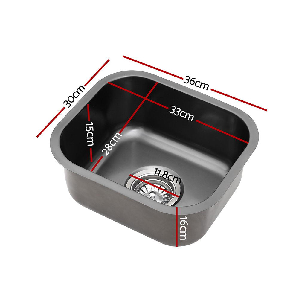 Black colour - Cefito Kitchen Sink 30X36CM Stainless Steel Nano Basin Single Bowl Black