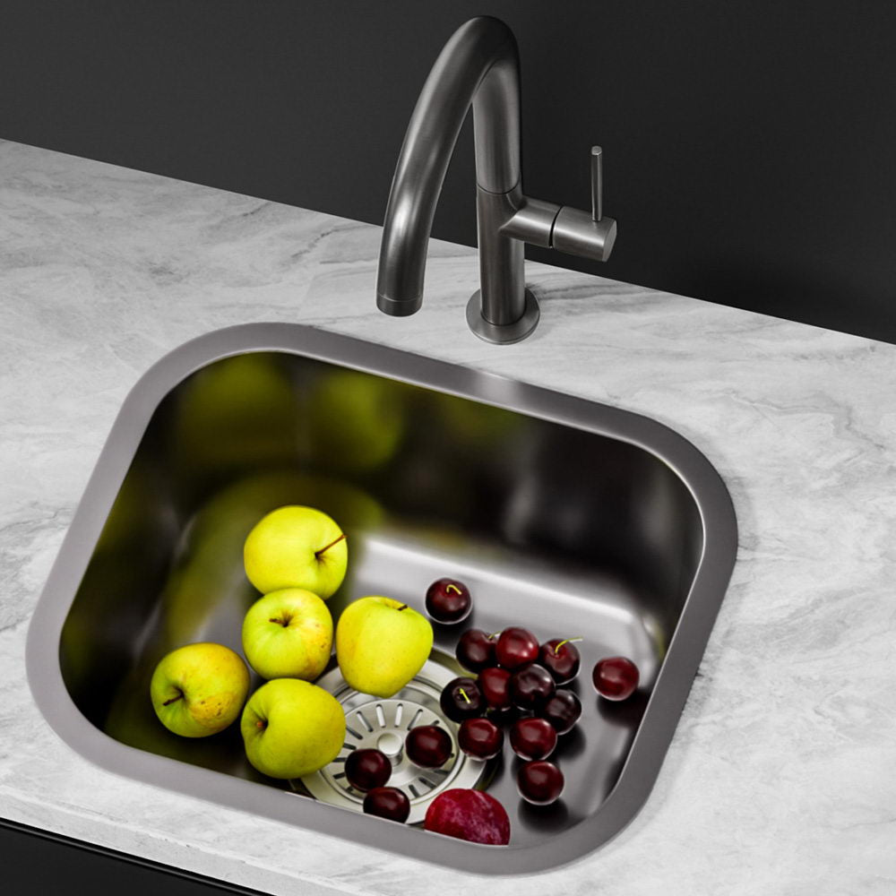 Cefito Kitchen Sink 30X36CM Stainless Steel Nano Basin Single Bowl Black, Steel finish