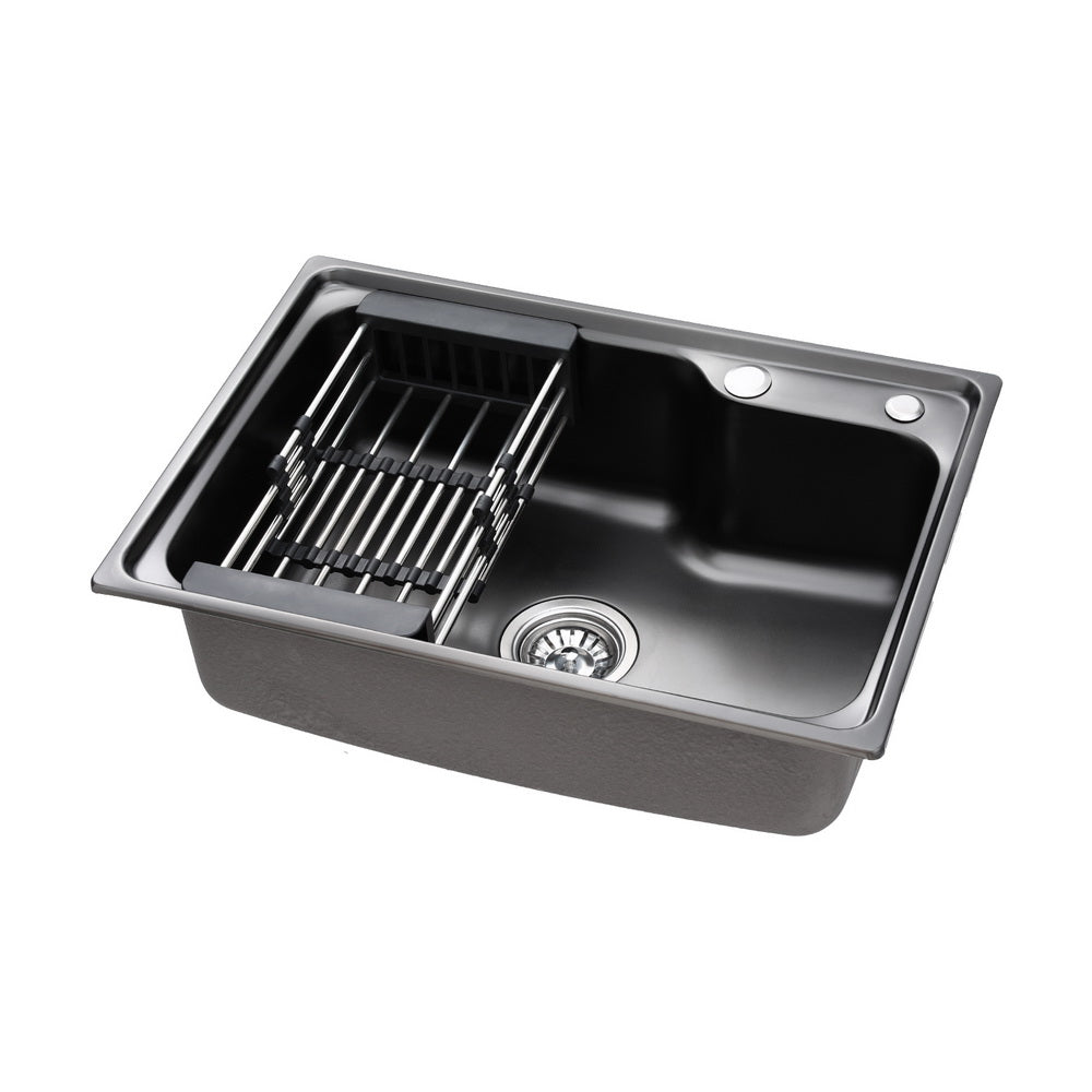 Single - Kitchen Sink 61X43CM Stainless Steel Basin Single Bowl - Black