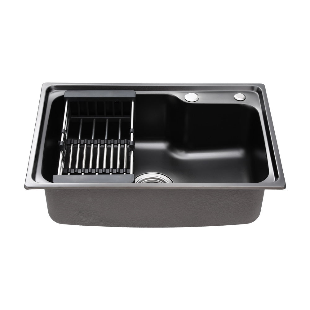 Kitchen Sink 61X43CM Stainless Steel Basin Single Bowl - Black, Steel finish