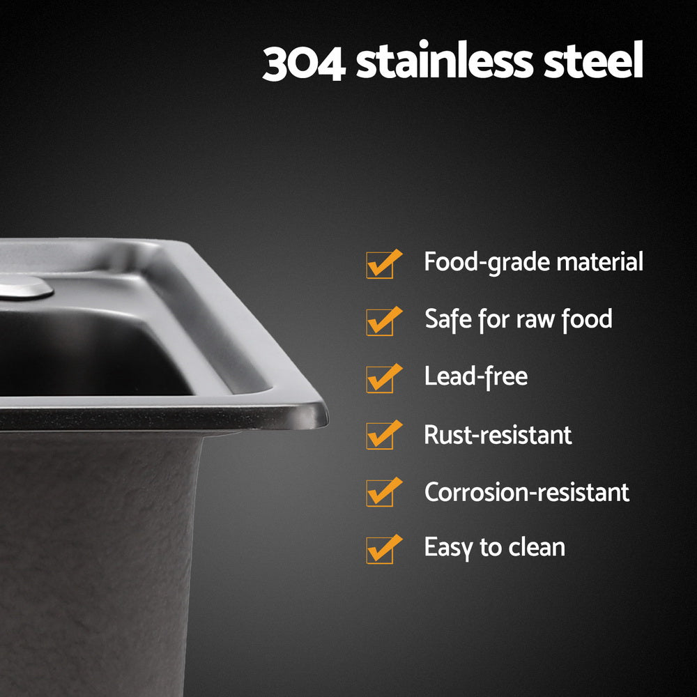 Kitchen Sinks - Kitchen Sink 61X43CM Stainless Steel Basin Single Bowl - Black