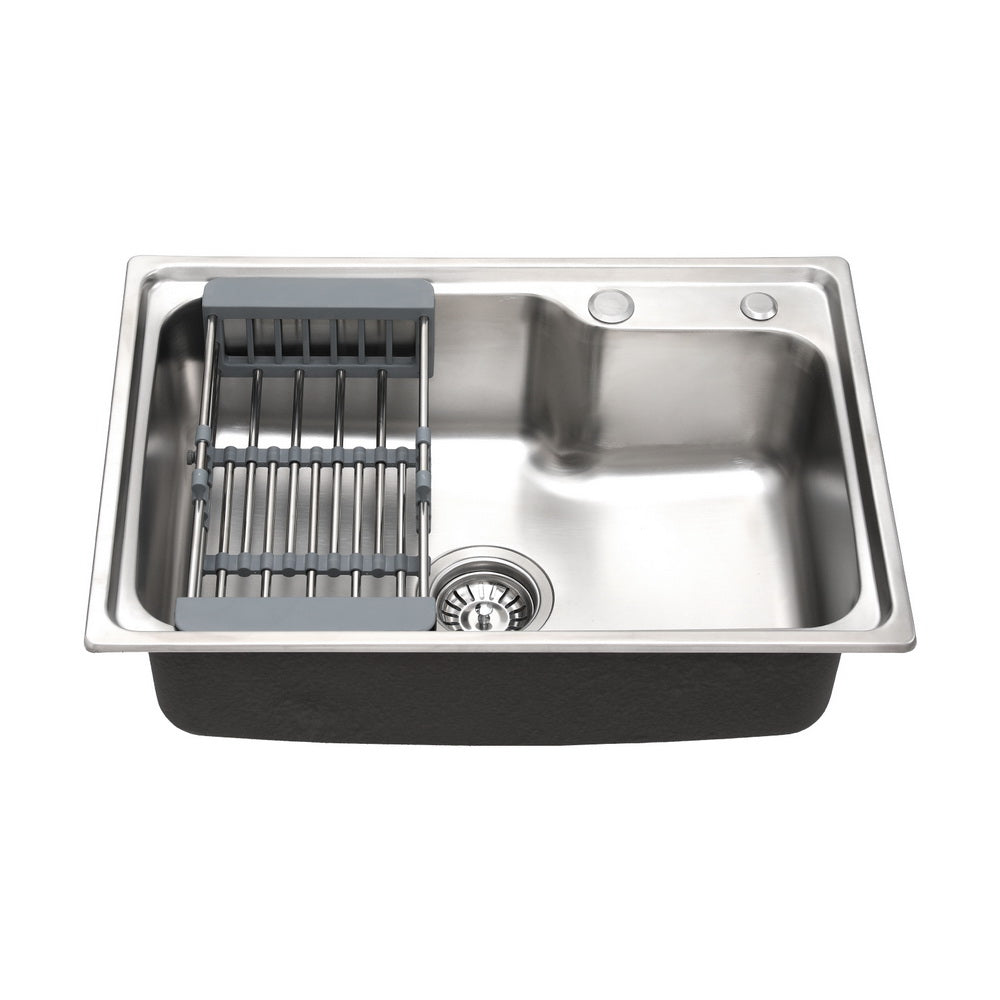 Single - Kitchen Sink 61X43CM Stainless Steel Basin Single Bowl Black