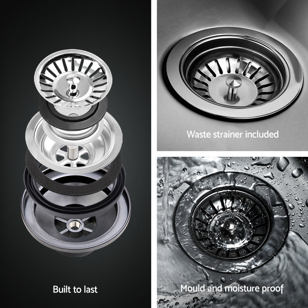 Kitchen Sinks - Kitchen Sink 61X43CM Stainless Steel Basin Single Bowl Black