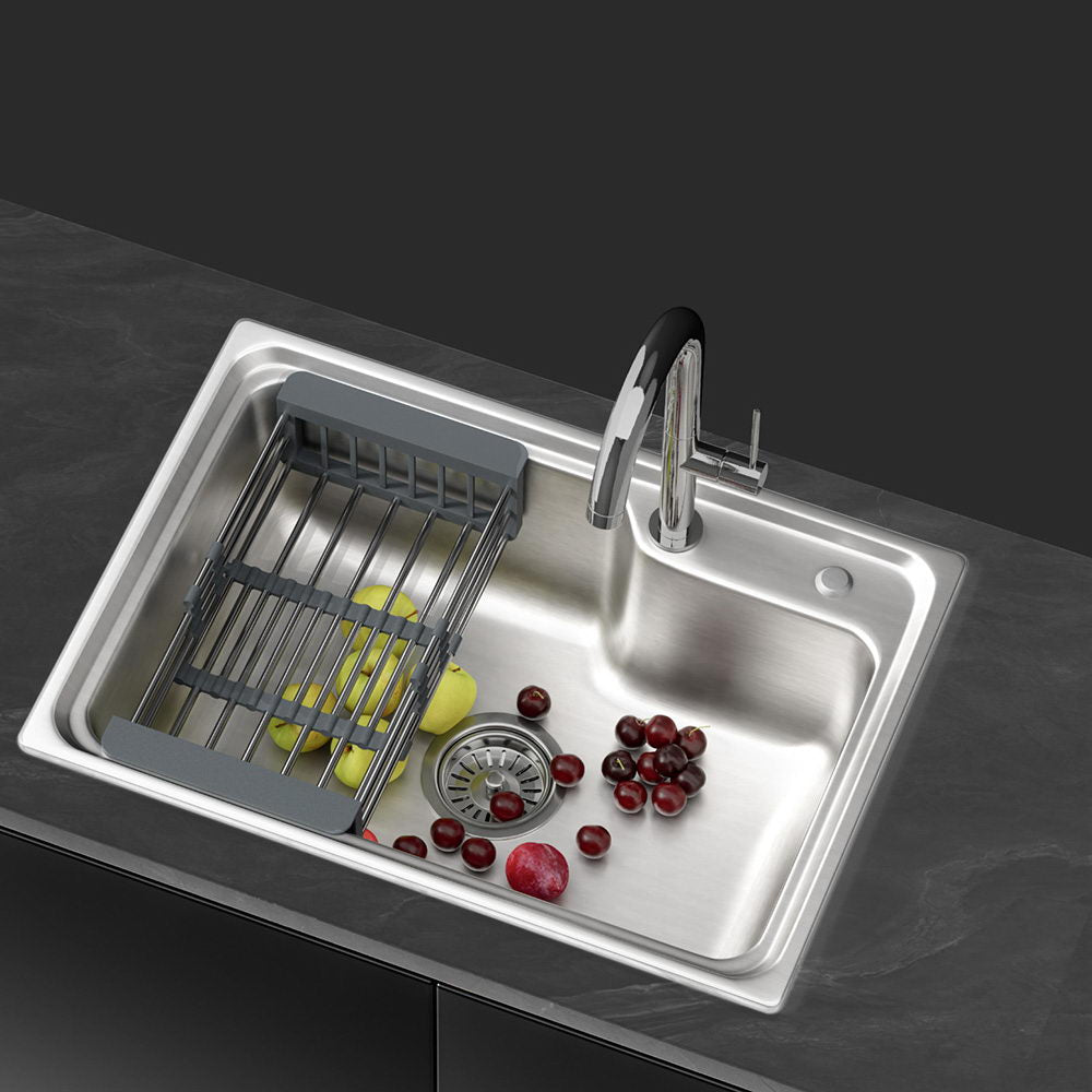 Kitchen Sink 61X43CM Stainless Steel Basin Single Bowl Black, Black colour