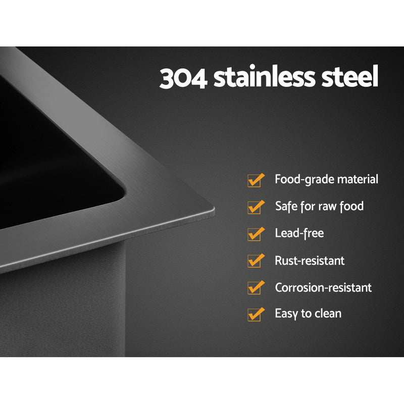 Sleek Stainless Steel Kitchen Sink Single Bowl and Drying