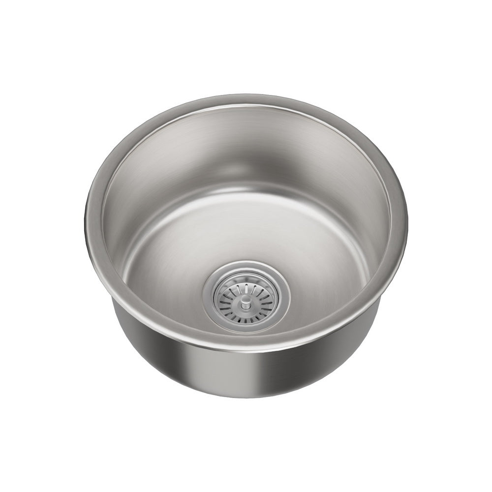 Kitchen Sinks - Cefito Kitchen Sink 43cm Round Stainless Steel Basin Single Bowl Silver